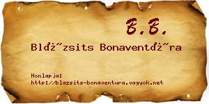 Blázsits Bonaventúra névjegykártya
